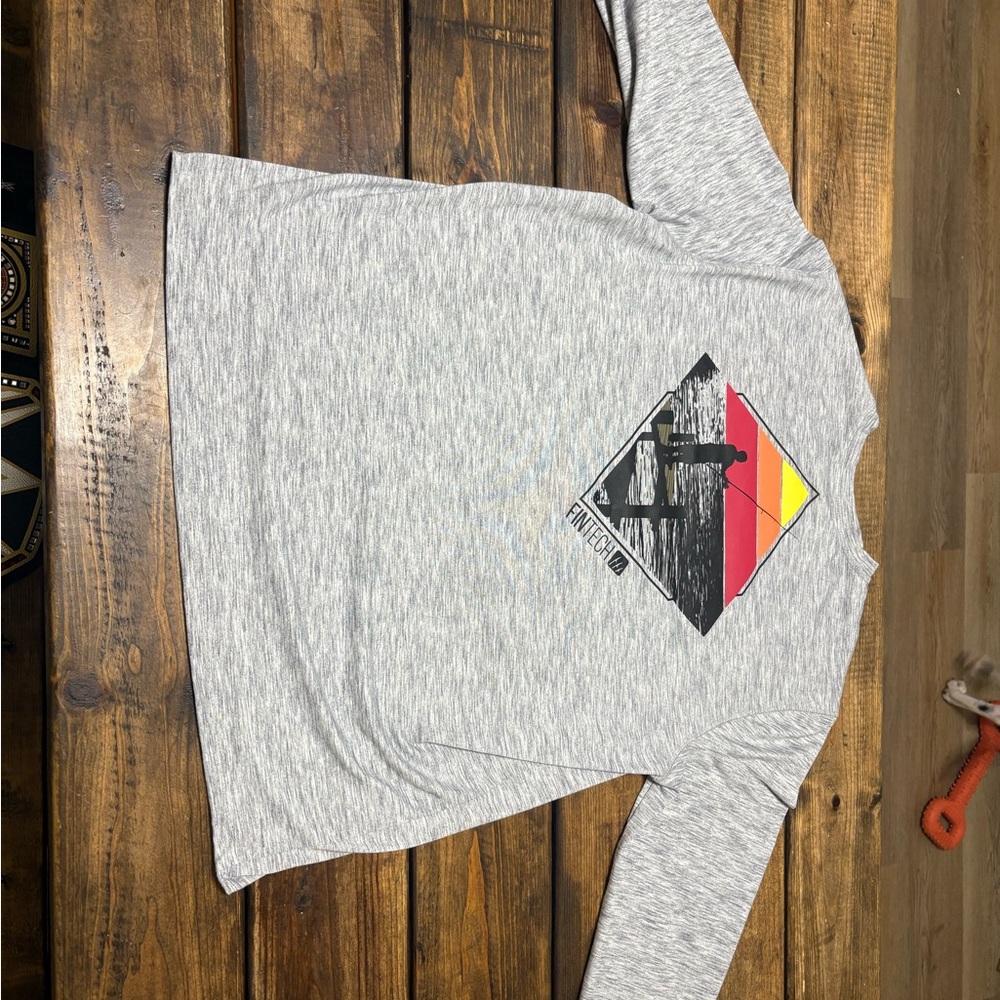 Fintech Gray Long Sleeve Shirt with Graphic Design